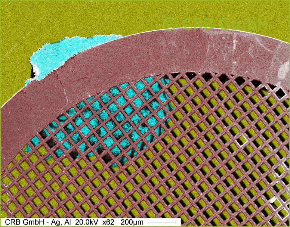 CRB GmbH | MEB-EDX - Elementmapping - Kombinierte Abb. für Cu, Al, Ag | (c) CRB Analyse Service GmbH