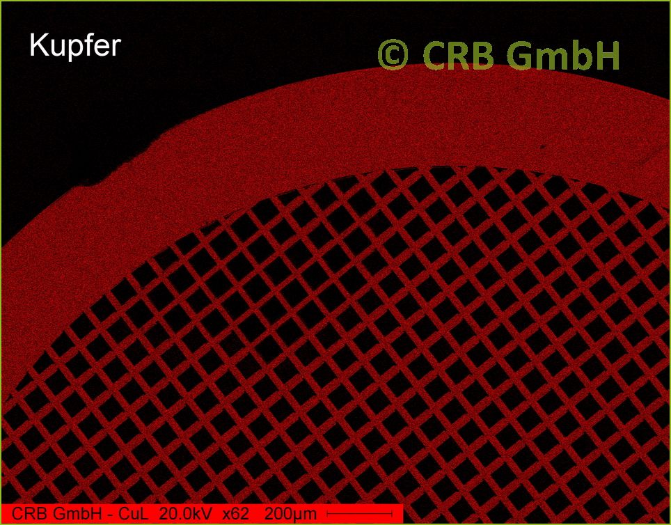 CRB GmbH | REM-EDX - Elementmapping - Verteilung von Kupfer | (c) CRB Analyse Service GmbH