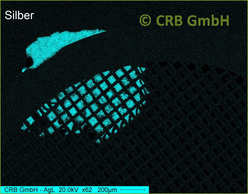 CRB GmbH | REM-EDX - Elementmapping - Verteilung von Silber | (c) CRB Analyse Service GmbH