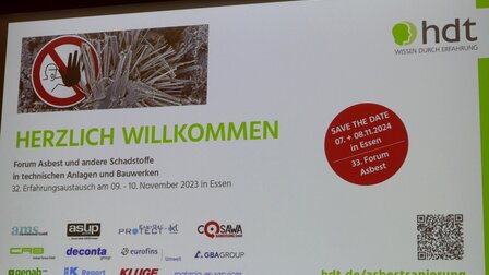 Banner publicitario para el Foro sobre el Amianto en la Haus der Technik (Casa de la Tecnología) de Essen. | © Forum Asbest - HDT