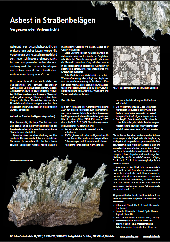 CRB GmbH | Professionel article asebstos in asphalt, pavement | © CRB Analyse Service GmbH