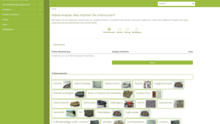Captura de pantalla de la nueva tienda para clientes de análisis de amianto de CRB Analyse Service GmbH. | © CRB Analyse Service GmbH