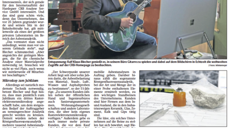 Reportaje sobre el 25 aniversario de CRB Analyse Service GmbH en el periódico HNA. | © Editorial Dierichs GmbH & Co KG