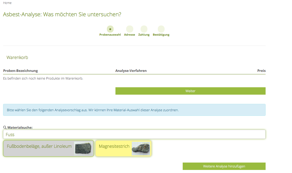 CRB Klantenwinkel: Materiaalmonster selecteren voor asbestanalyse