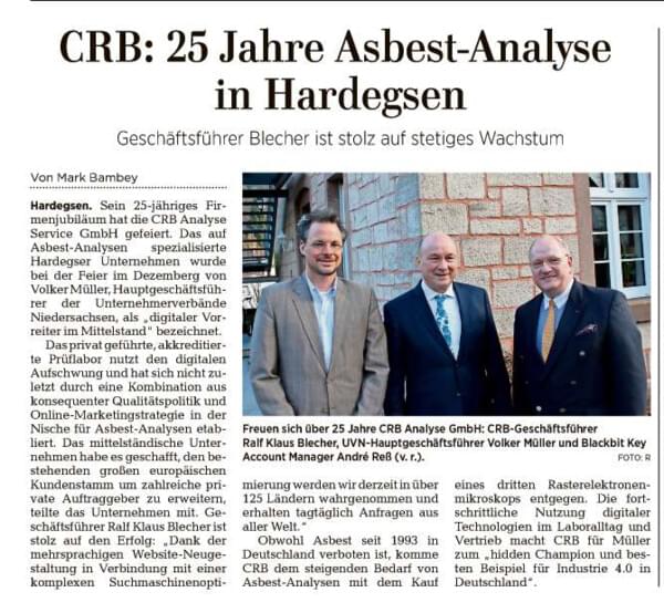 CRB ist digitaler Vorreiter im Mittelstand. Bericht Göttinger Tageblatt