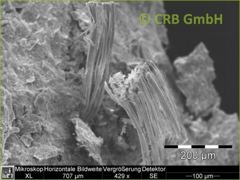 REM-Bild Chrysotil-Asbest in Sokalith | © CRB Analyse Service GmbH REM-Bild Chrysotil-Asbest in Sokalith | © CRB Analyse Service GmbH